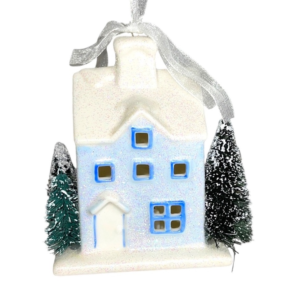 LENOX HOLIDAY CHRISTMAS ORNAMENT BLUE COLONIAL HOUSE